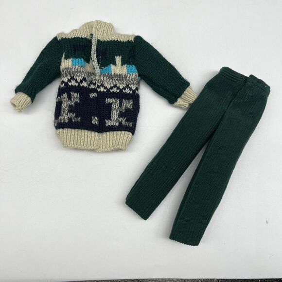 Vintage Barbie Fashion Avenue Ken Fashions Green Blue Sweater Green Pants #14676 - Picture 2 of 3